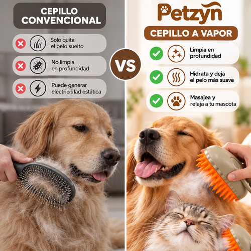 Cepillo Vapor 3 en 1 Perros Gatos Portát