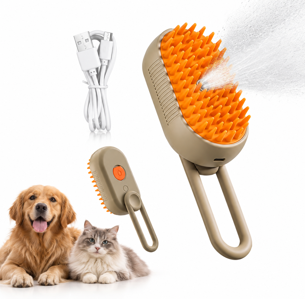 Cepillo Vapor 3 en 1 Perros Gatos Portát